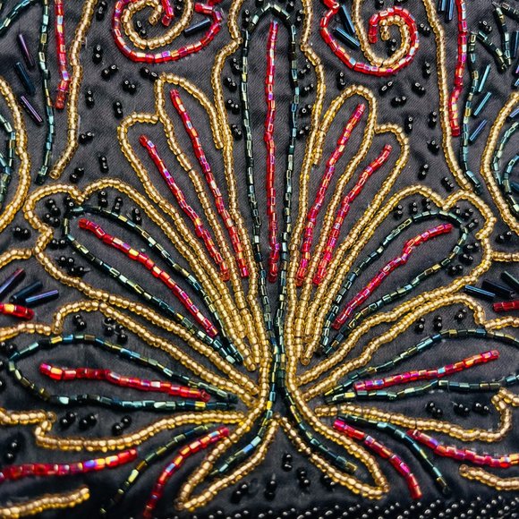 Black Beaded Purse with Butterfly - Picture 3 of 5